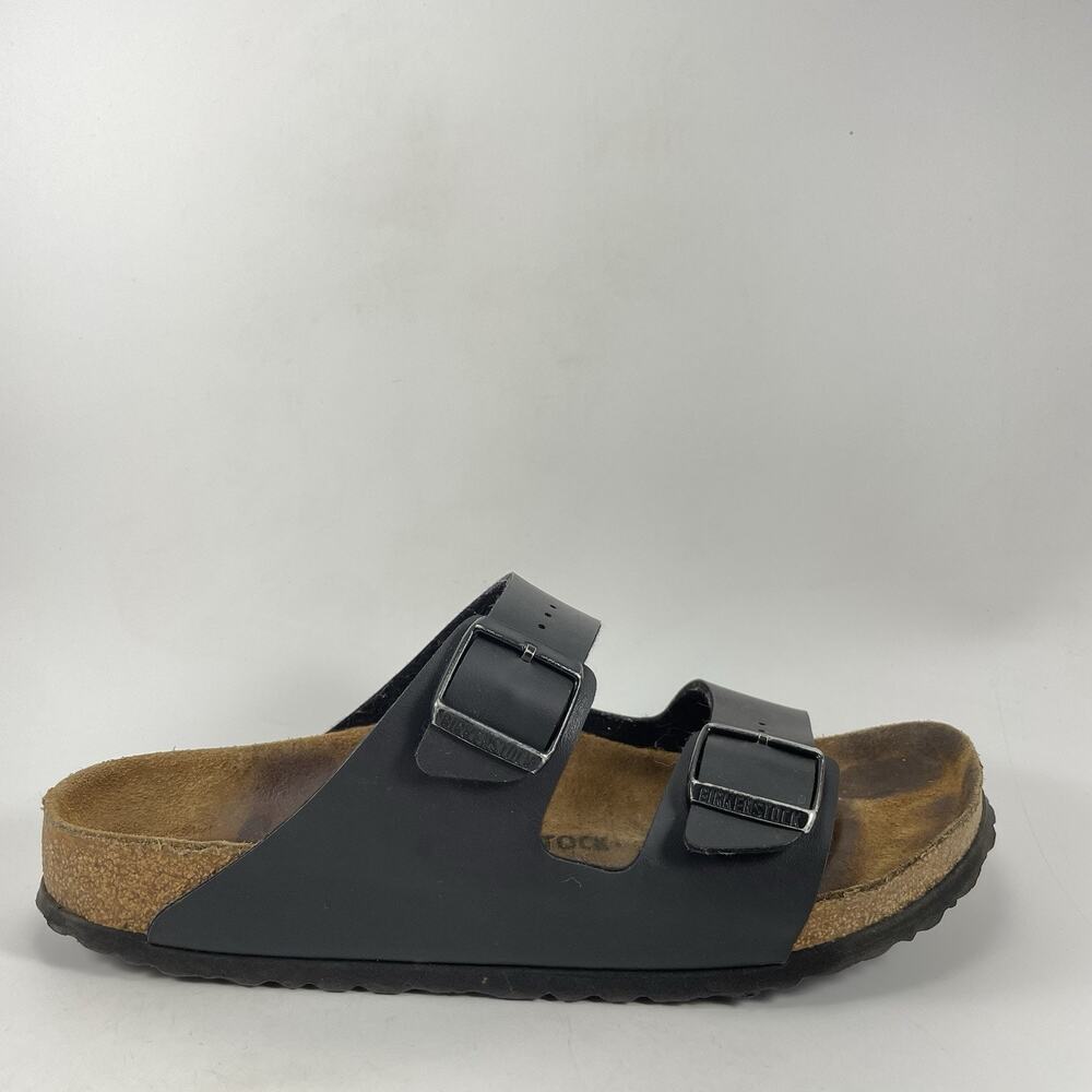 Birkenstock Arizona Black Sandals Mens Size 11-11.5 EU 44 Narrow Leather Slides